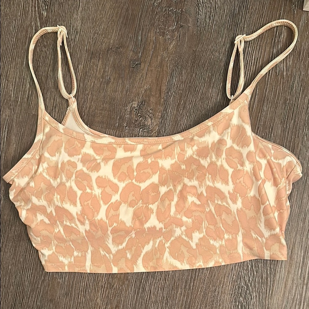 Aerie Tan and Cream Crop Camisole with Spaghetti Straps